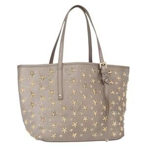 Jimmy Choo Sasha S Tote Bag Leather Silver Gold Auth BA9248